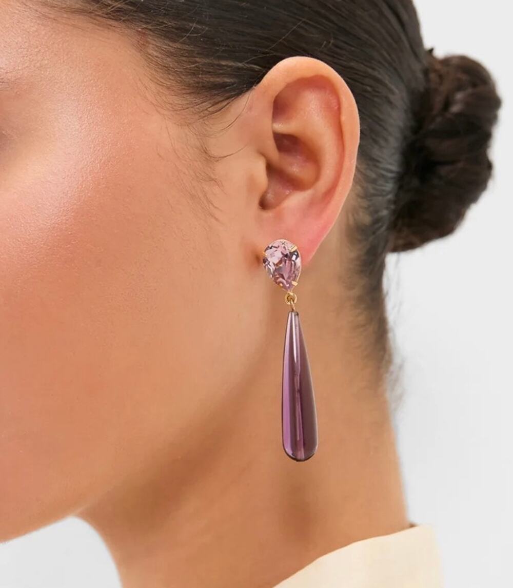 Jennifer Behr Amethyst Caroline Earrings Purple Crystal Stud 18K Gold